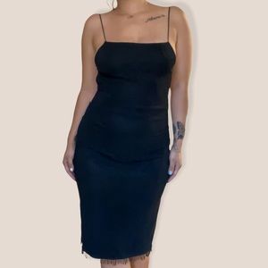 Vintage 90s City Triangles black dress with beaded hem